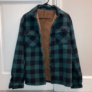 Green fleece lined flannel